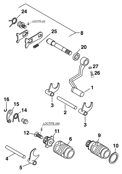 Sprängskiss: Shifting Mechanism – KTM 60 SX 2000