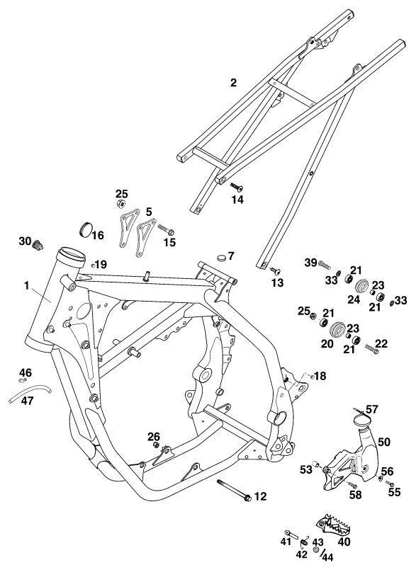 Sprängskiss: Frame – KTM 125 SX '99