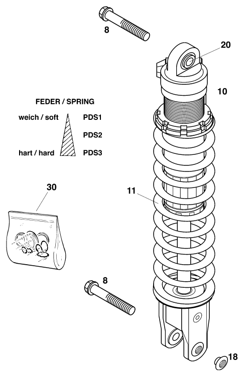 Sprängskiss: Shock Absorber – KTM 300 EGS 10KW '99