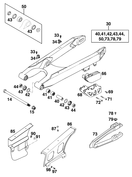Sprängskiss: Swing Arm – KTM 300 EGS 10KW '99