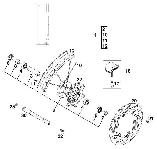 Sprängskiss: Front Wheel – KTM 125 SX '99