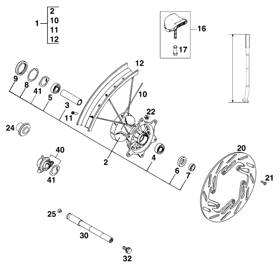 Sprängskiss: Front Wheel – KTM 300 EGS 10KW '99