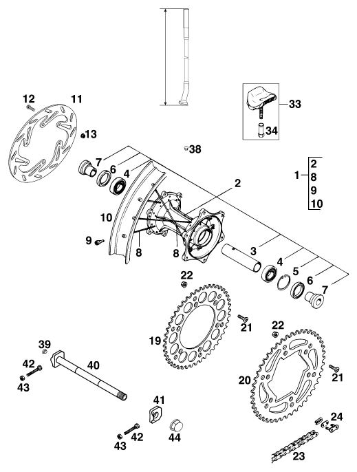 Sprängskiss: Rear Wheel – KTM 300 EGS 10KW '99