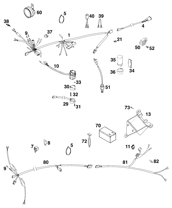 Sprängskiss: Wiring Harness – KTM 200 EGS 8kW '99