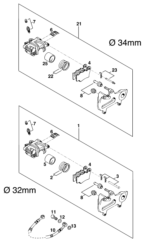 Sprängskiss: Rear Brake Caliper – KTM 300 EGS 10KW '99