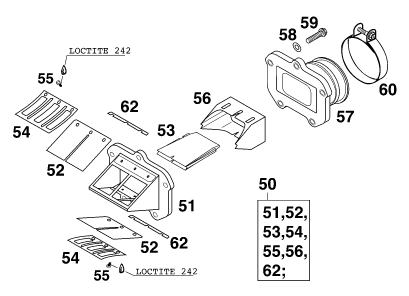 Sprängskiss: Reed Valve Case – KTM 125 SX '99