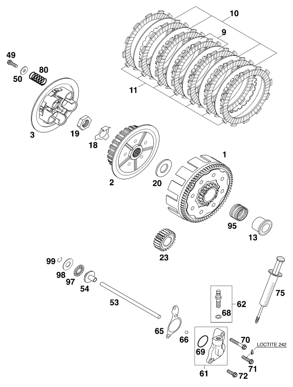 Sprängskiss: Clutch – KTM 125 SX '99