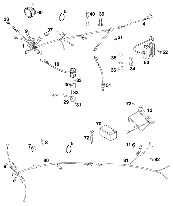 Sprängskiss: Wiring Harness – KTM 300 EGS 10KW '99