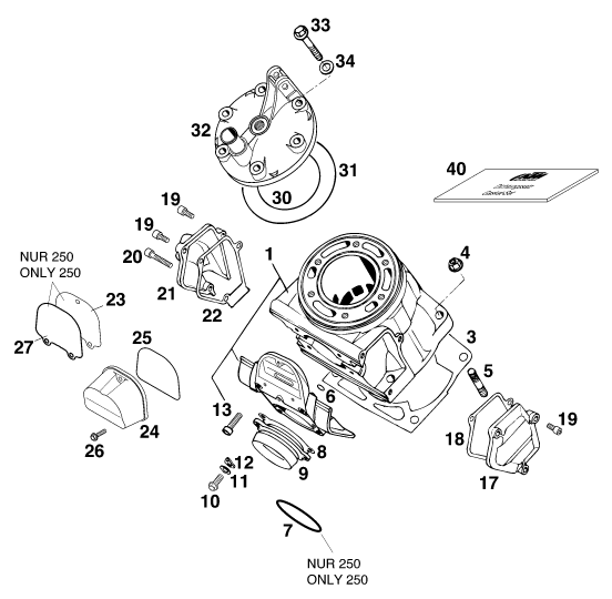Sprängskiss: Cylinder – KTM 250 EXC '99