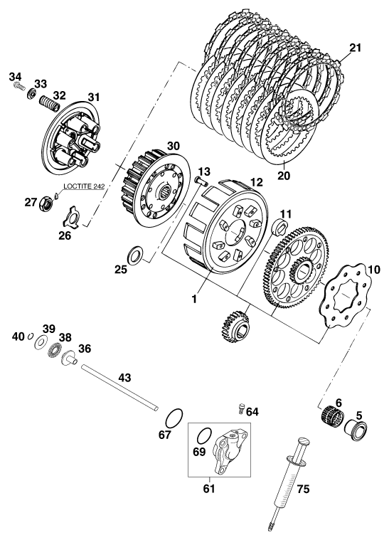 Sprängskiss: Clutch – KTM 250 EXC '99