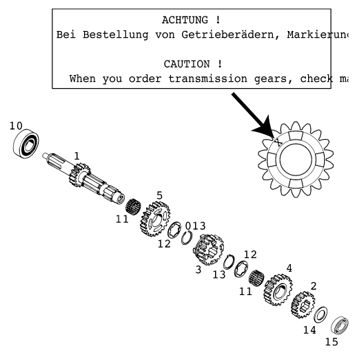 Sprängskiss: Transmission I - Main Shaft – KTM 300 EXC SIX-DAYS 2001