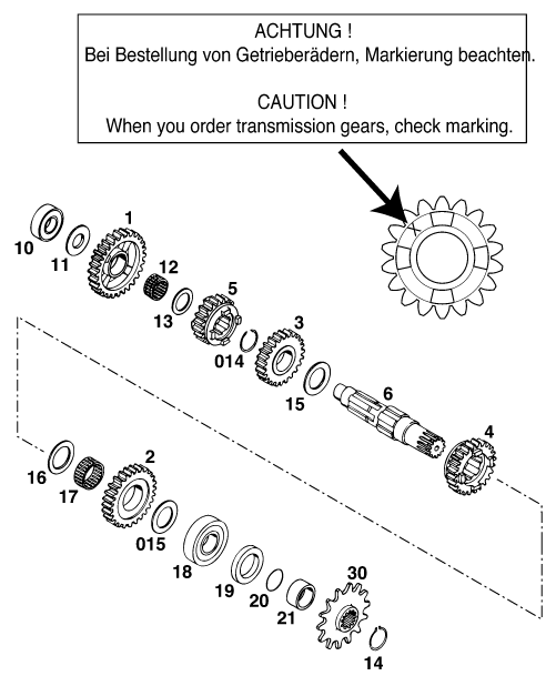 Sprängskiss: Transmission II - Countershaft – KTM 300 EXC SIX-DAYS 2001