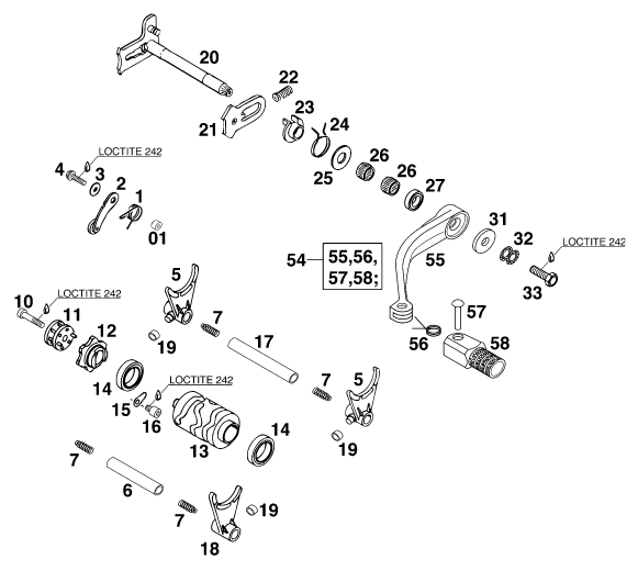 Sprängskiss: Shifting Mechanism – KTM 380 MXC 2000