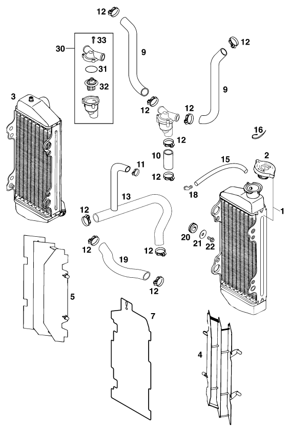 Sprängskiss: Cooling System – KTM 250 EXC '99