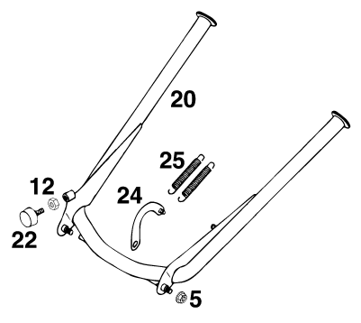 Sprängskiss: Side / Center Stand – KTM 400 SUP-COMP 20kW