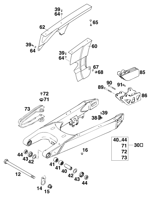 Sprängskiss: Swing Arm – KTM 400 SUP-COMP 20kW