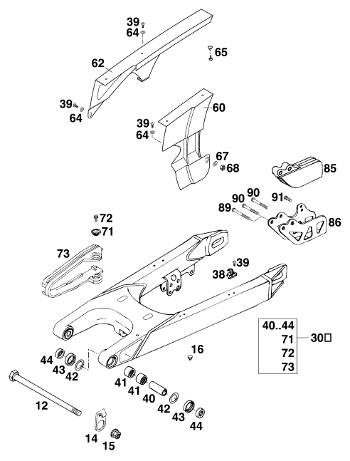 Sprängskiss: Swing Arm – KTM 540 SXC 20kW