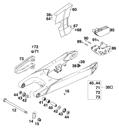 Sprängskiss: Swing Arm – KTM 400 SXC 2000