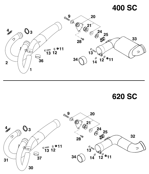 Sprängskiss: Exhaust System – KTM 400 SUP-COMP 20kW