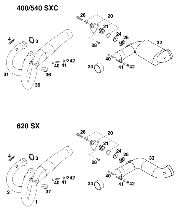 Sprängskiss: Exhaust System – KTM 540 SXC 20kW