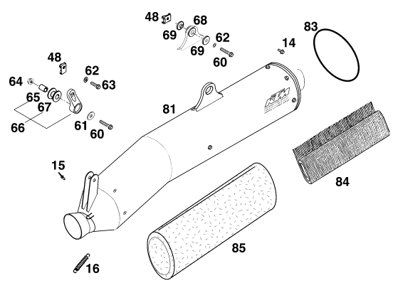 Sprängskiss: Main Silencer – KTM 400 SXC 2000