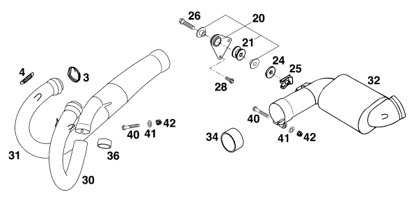 Sprängskiss: Exhaust System – KTM 400 SXC 2000