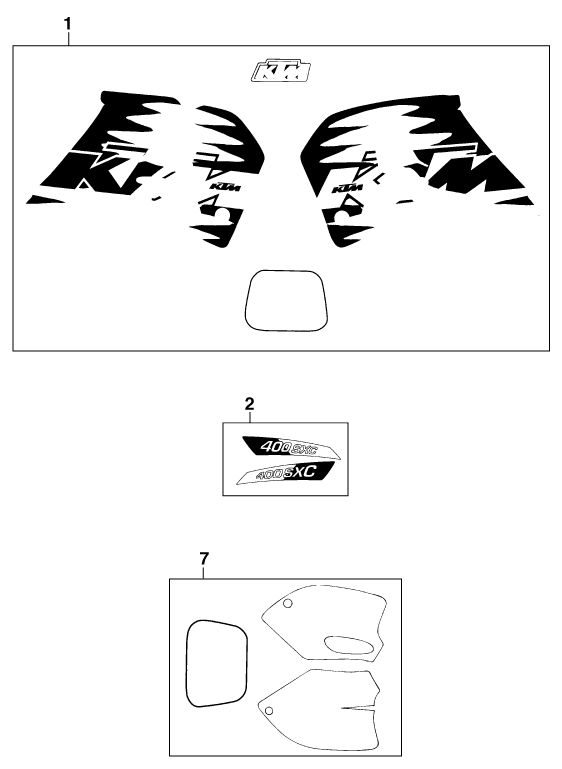 Sprängskiss: Decal – KTM 400 SXC 2000