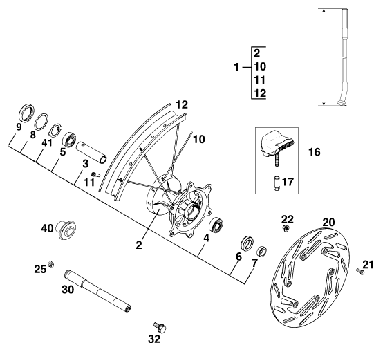 Sprängskiss: Front Wheel – KTM 400 SUP-COMP 20kW