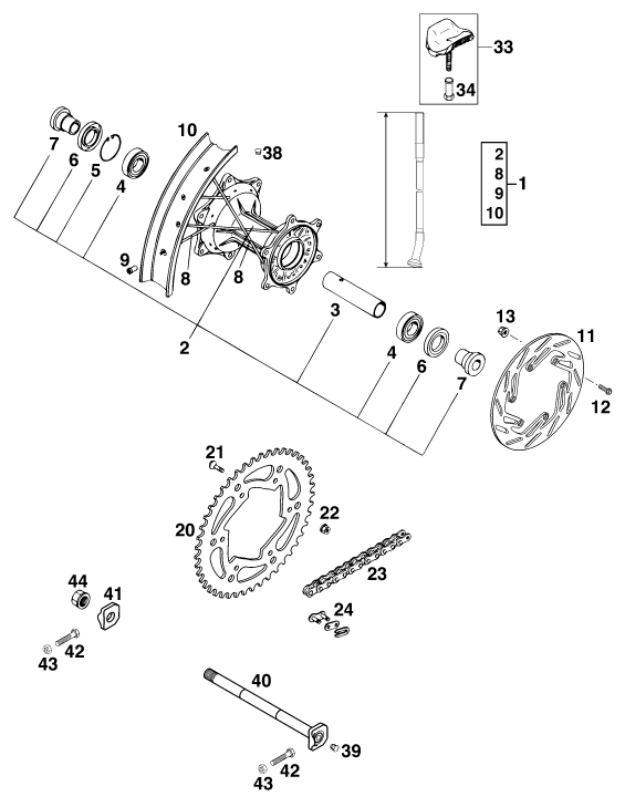 Sprängskiss: Rear Wheel – KTM 540 SXC 20kW