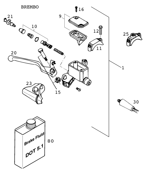 Sprängskiss: Front Brake Control – KTM 400 LC 4 99