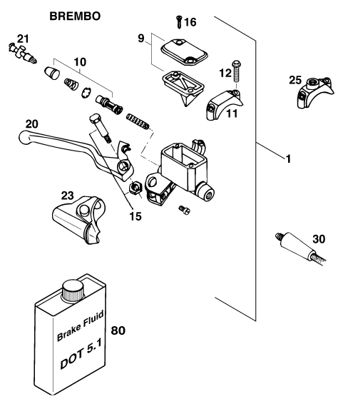 Sprängskiss: Front Brake Control – KTM 540 SXC 20kW