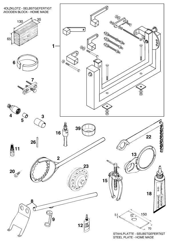 Sprängskiss: Special Tools (Engine) – KTM 620 SUP-COMP 20kW