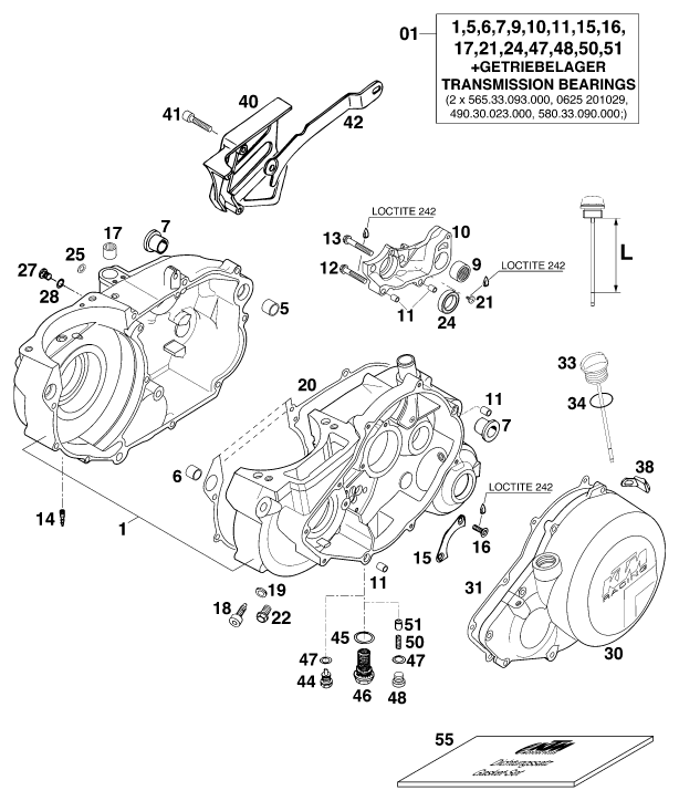 Sprängskiss: Engine Case – KTM 400 SX '98