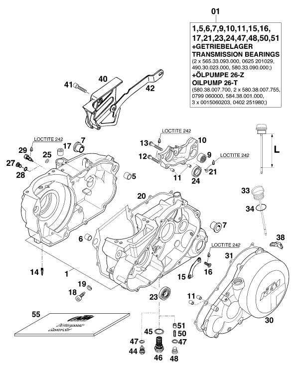 Sprängskiss: Engine Case – KTM 620 SUP-COMP 20kW