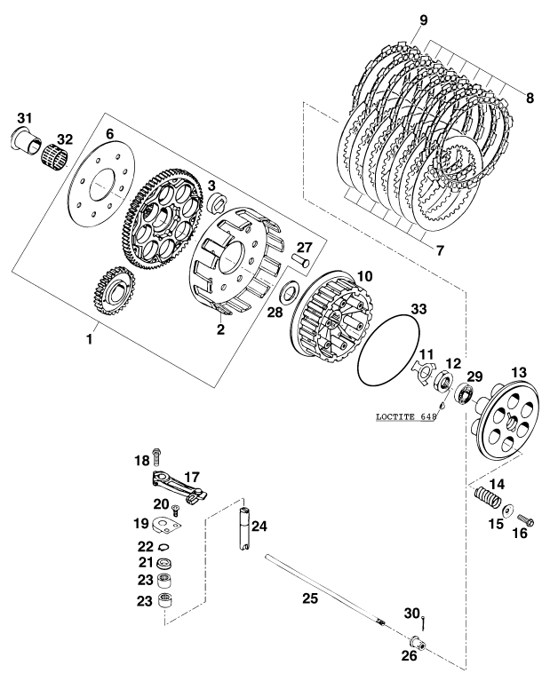 Sprängskiss: Clutch – KTM 400 SX '98