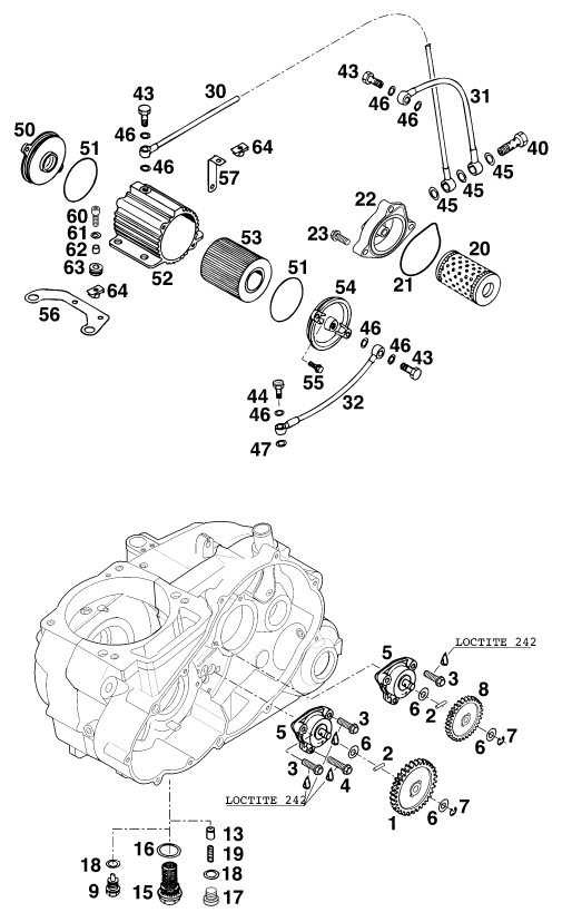 Sprängskiss: Lubricating System – KTM 400 SX '98