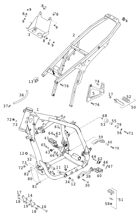 Sprängskiss: Frame – KTM 400 LC 4 99