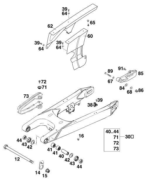 Sprängskiss: Swing Arm – KTM 400 LC 4 99