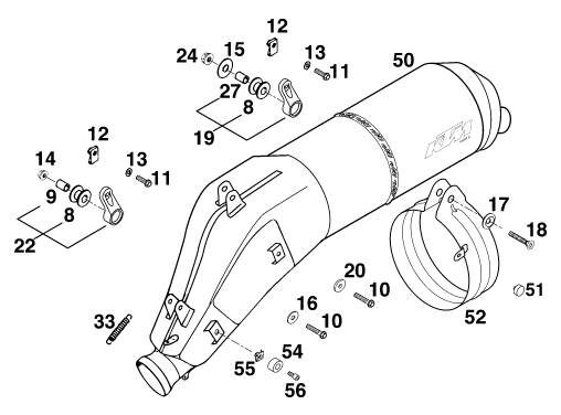 Sprängskiss: Exhaust System – KTM 400 LC 4 99