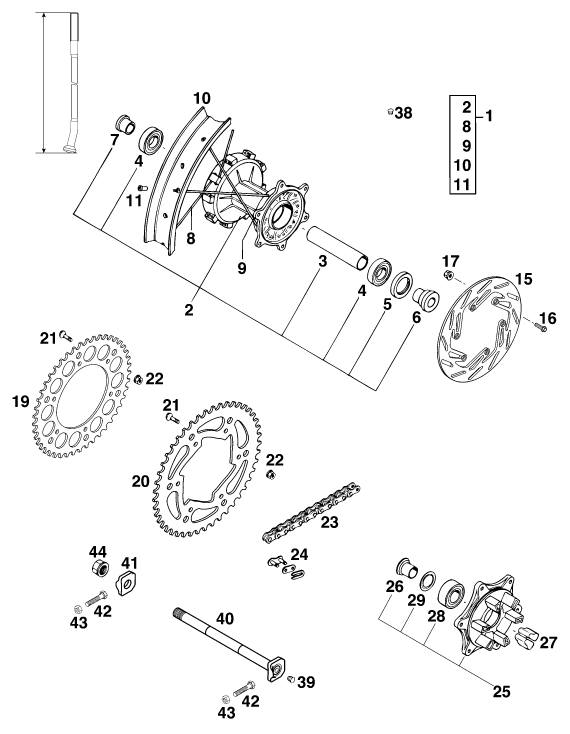 Sprängskiss: Rear Wheel – KTM 400 LC 4 99
