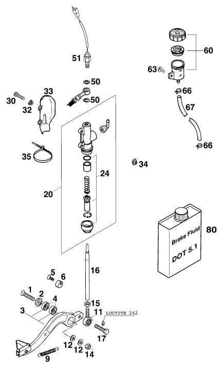Sprängskiss: Rear Brake Control – KTM 400 LC 4 99