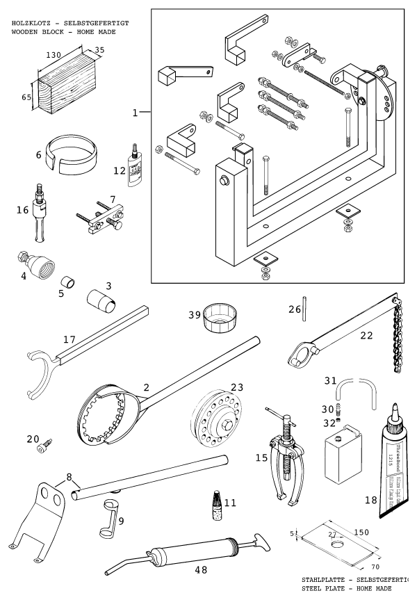 Sprängskiss: Special Tools (Engine) – KTM 640 DUKE II LIME 2000