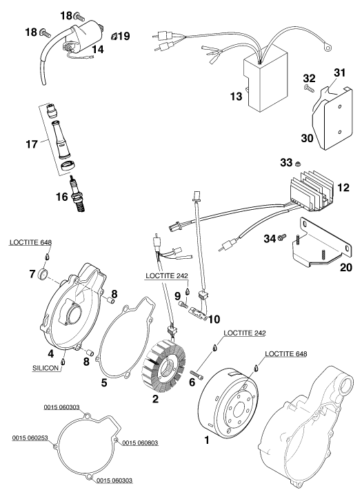 Sprängskiss: Ignition System – KTM 640 DUKE II,lime