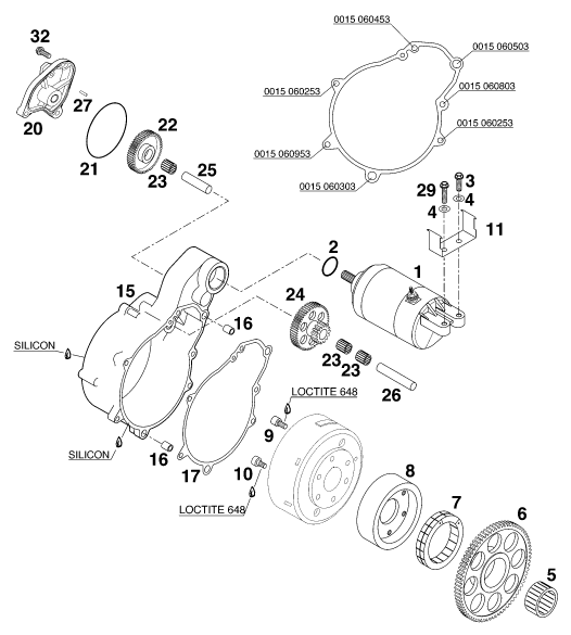 Sprängskiss: Electric Starter – KTM 640 DUKE II,lime