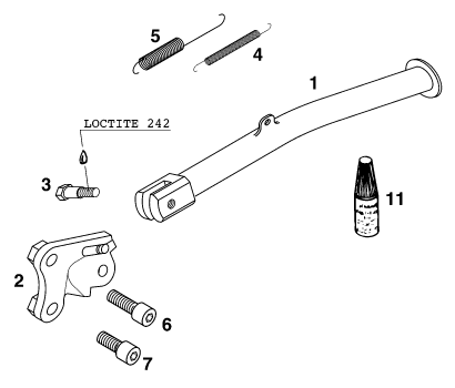 Sprängskiss: Side / Center Stand – KTM 640 DUKE II