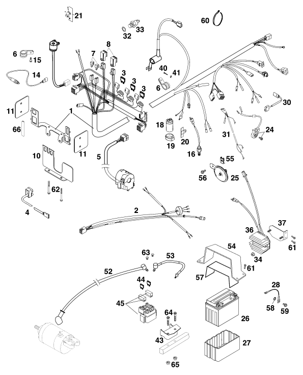 Sprängskiss: Wiring Harness – KTM 640 DUKE II