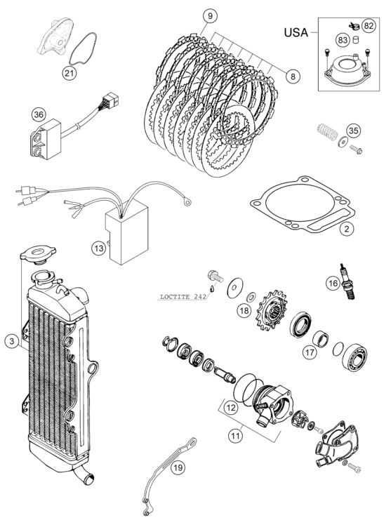 Sprängskiss: Other – KTM 640 DUKE II,lime