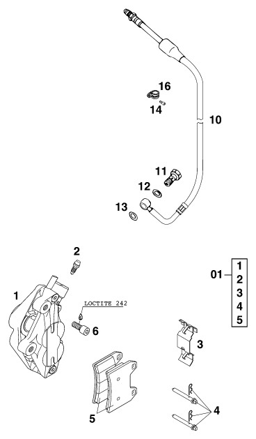 Sprängskiss: Front Brake Caliper – KTM 640 DUKE II LIME 2000