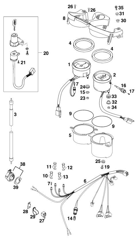 Sprängskiss: Instruments / Lock System – KTM 640 DUKE II
